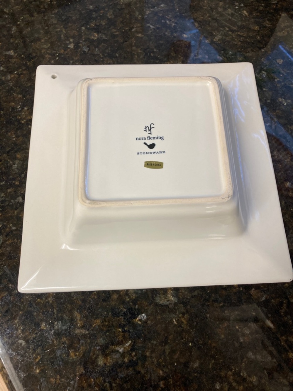 Nora Fleming RETIRED Pearl Dot Square Napkin Holder Candy Dish MINI NOT INCLUDED - Picture 2 of 3